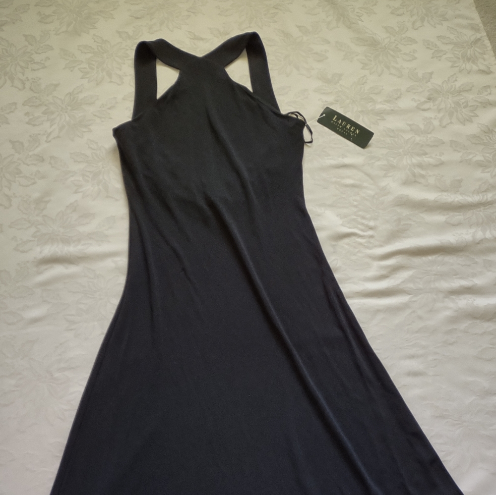 New 🎀 Ralph Lauren Vintage halter open back maxi black dress